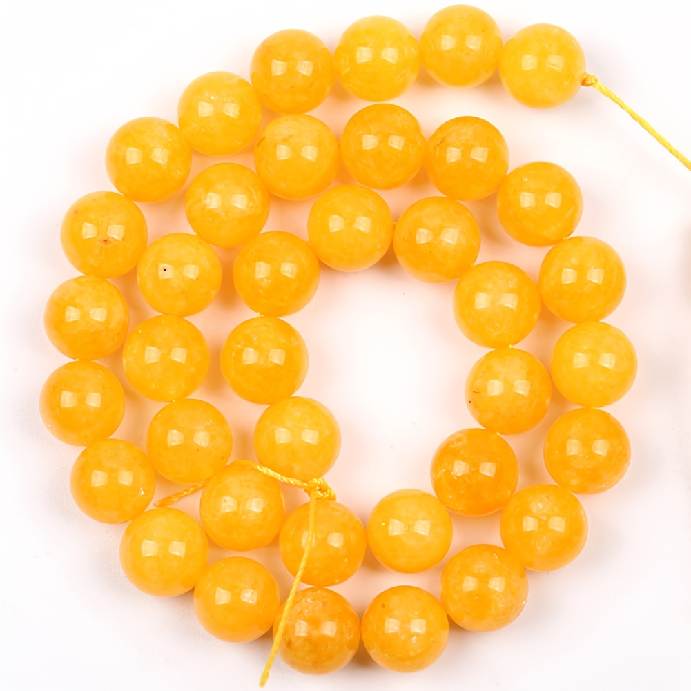 6mm Yellow Jade Round Beads Genuine Gemstone Natural Jewelry Making 