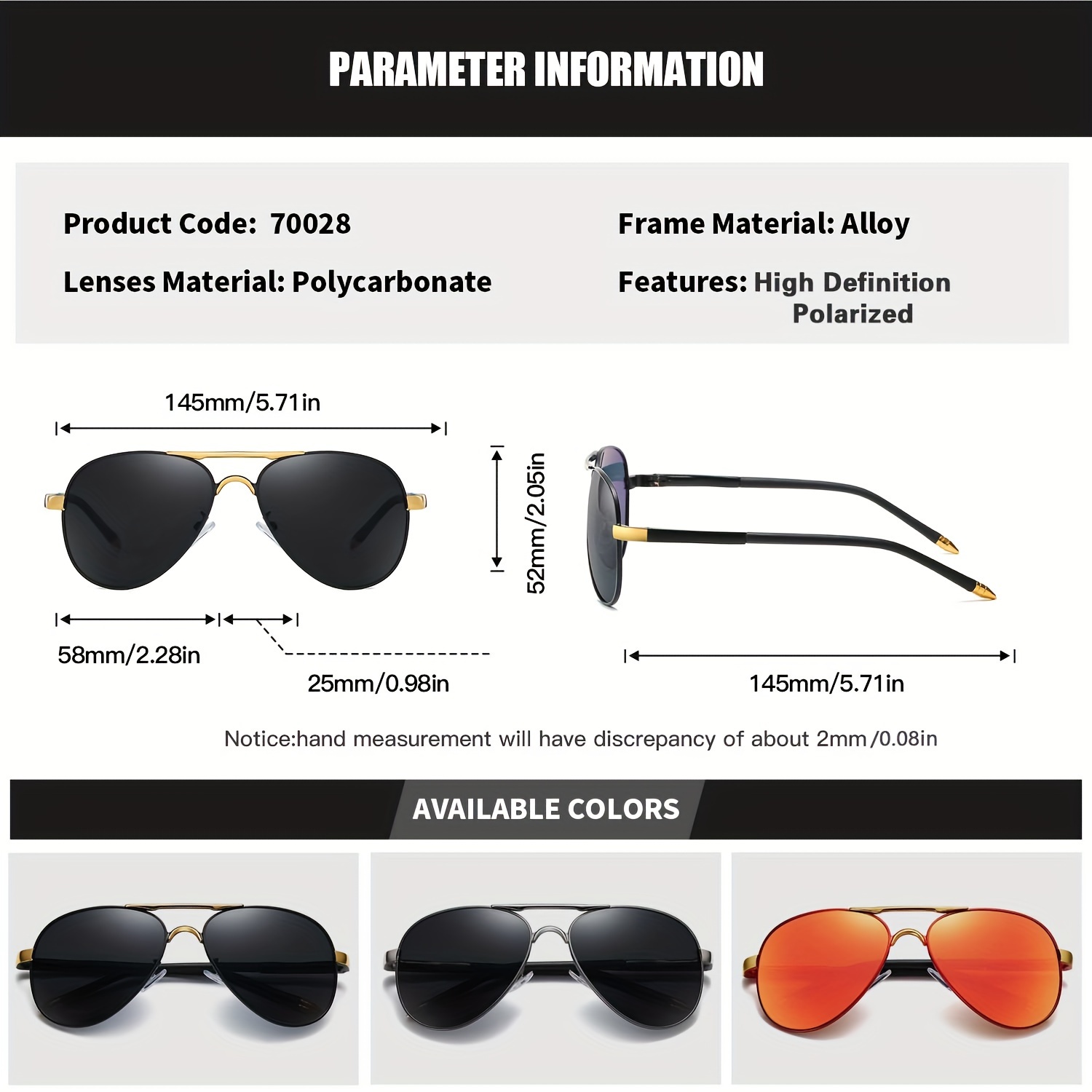 Aviator Polycarbonate Sunglasses for Men