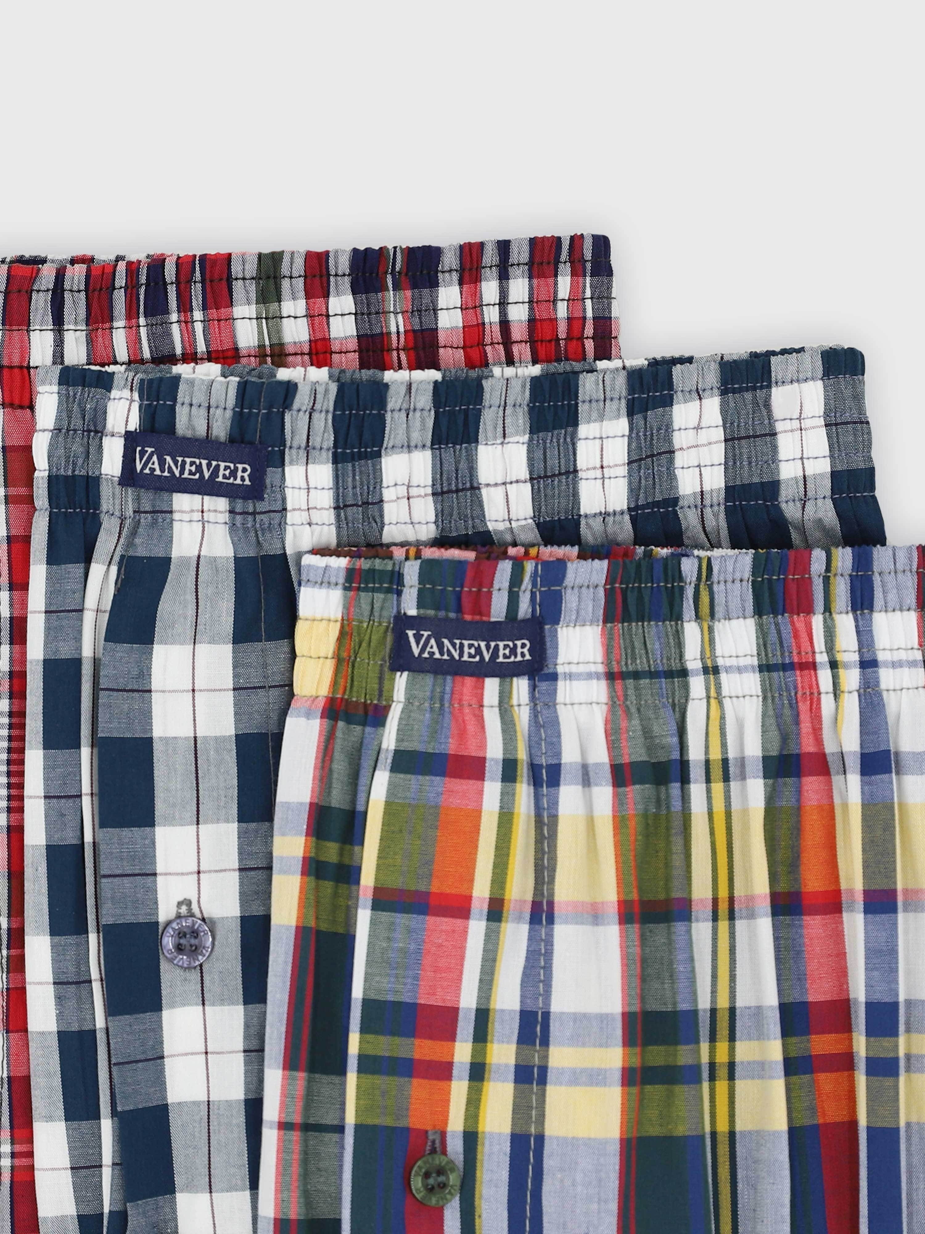 Vanever 3PK Men's Woven Boxers, 100% Cotton Boxer Shorts for Men