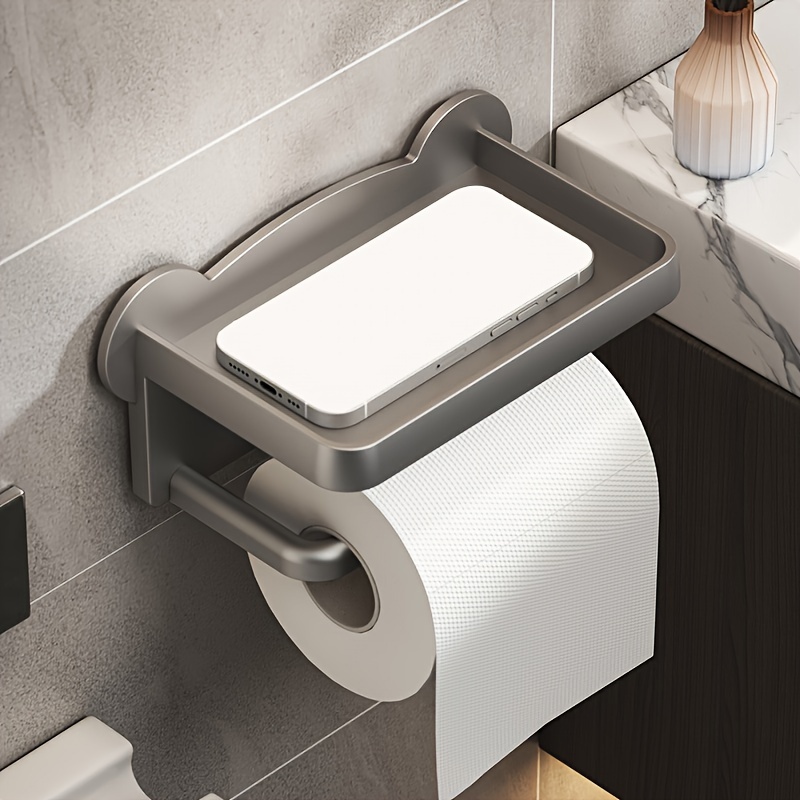 VAEHOLD Self Adhesive Toilet Paper Holder with Phone Shelf SUS304 Stainless Steel Wall Mounted Toilet Paper Roll Holder - Rustproof and Bathroom