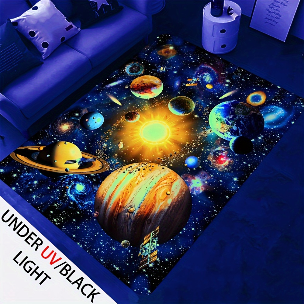 Universe Cartoon Pattern Bathroom Mat Kids Room Decor Doorway Floor Carpet  Super Soft Absorbent Hallway Toilet Bath Rug Washable