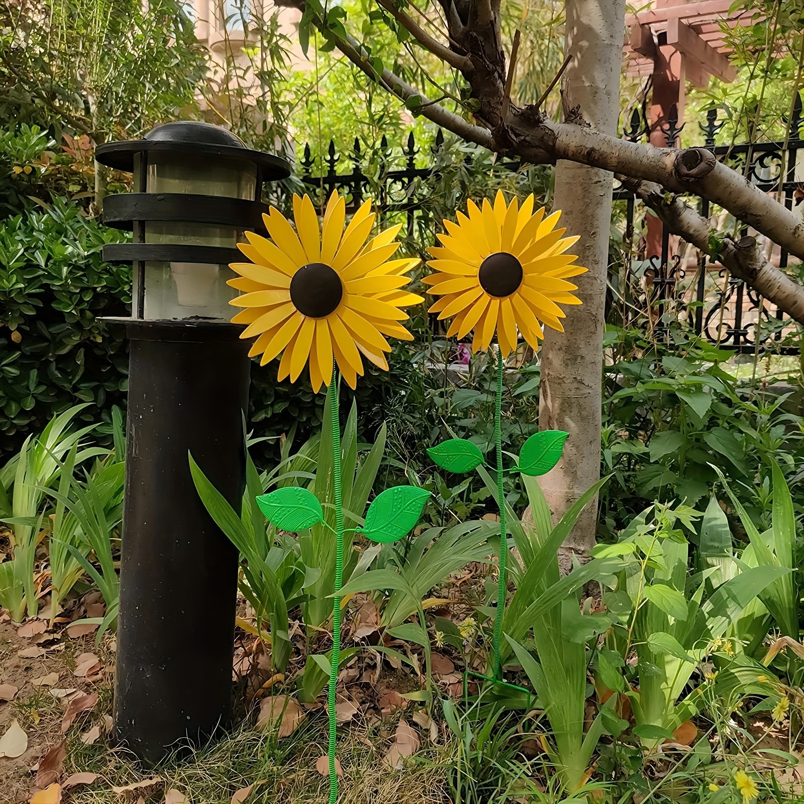 1pc sunflower windmills for outside yard decor sunflower windmill wind spinners outdoor decor ornament spinner for yard and garden outdoor decoration for gardens yards fairy lawn 2