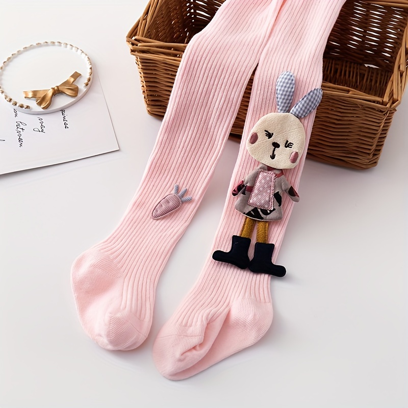 1-Pack Baby & Toddler Breathable Footed Socks with Cute Rabbit Eating Carrots Design - Soft Light Beige-Friendly All-Season Outfit-Boosters, Multi-Color Options for Girls & Boys 0-8 Years