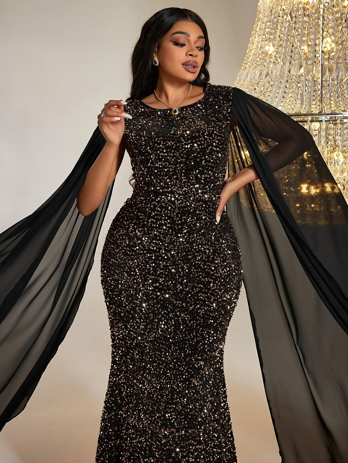 Plus size hot sale sequin cape