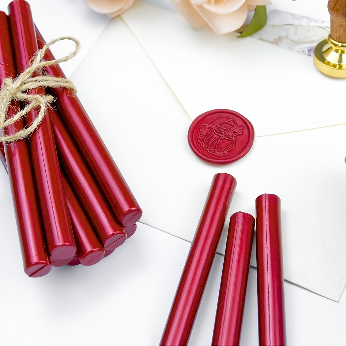  Cutecatwing 200pcs Metallic Burgundy Sealing Wax Beads Wine Red  Octagon Wax Seal Bead for Sealing Stamp Wedding Invitations Cards Letter  Envelopes Wine Packages : Arts, Crafts & Sewing