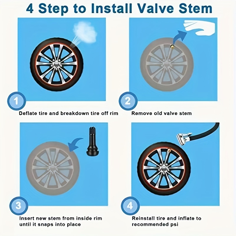 Tire Valve Stems Rubber Black Rubber Snap in Valve Stems - Temu Canada