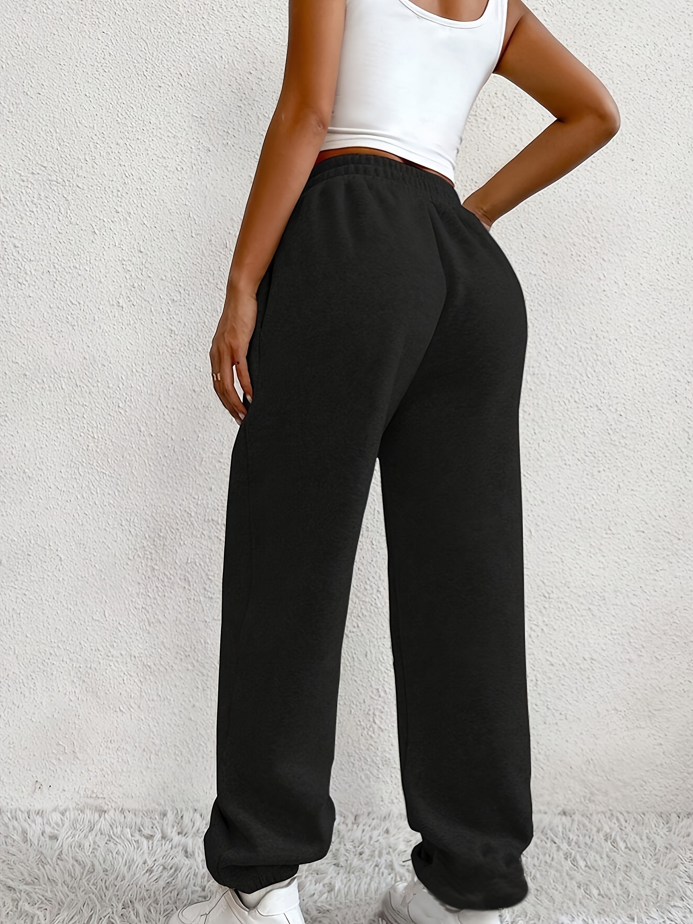  Women's Stripe Baggy Sweatpants Wide Straight Wide Leg Pants  High Waist Loose Yoga Pants Comfy Lounge Jogger Pants Black : Clothing,  Shoes & Jewelry