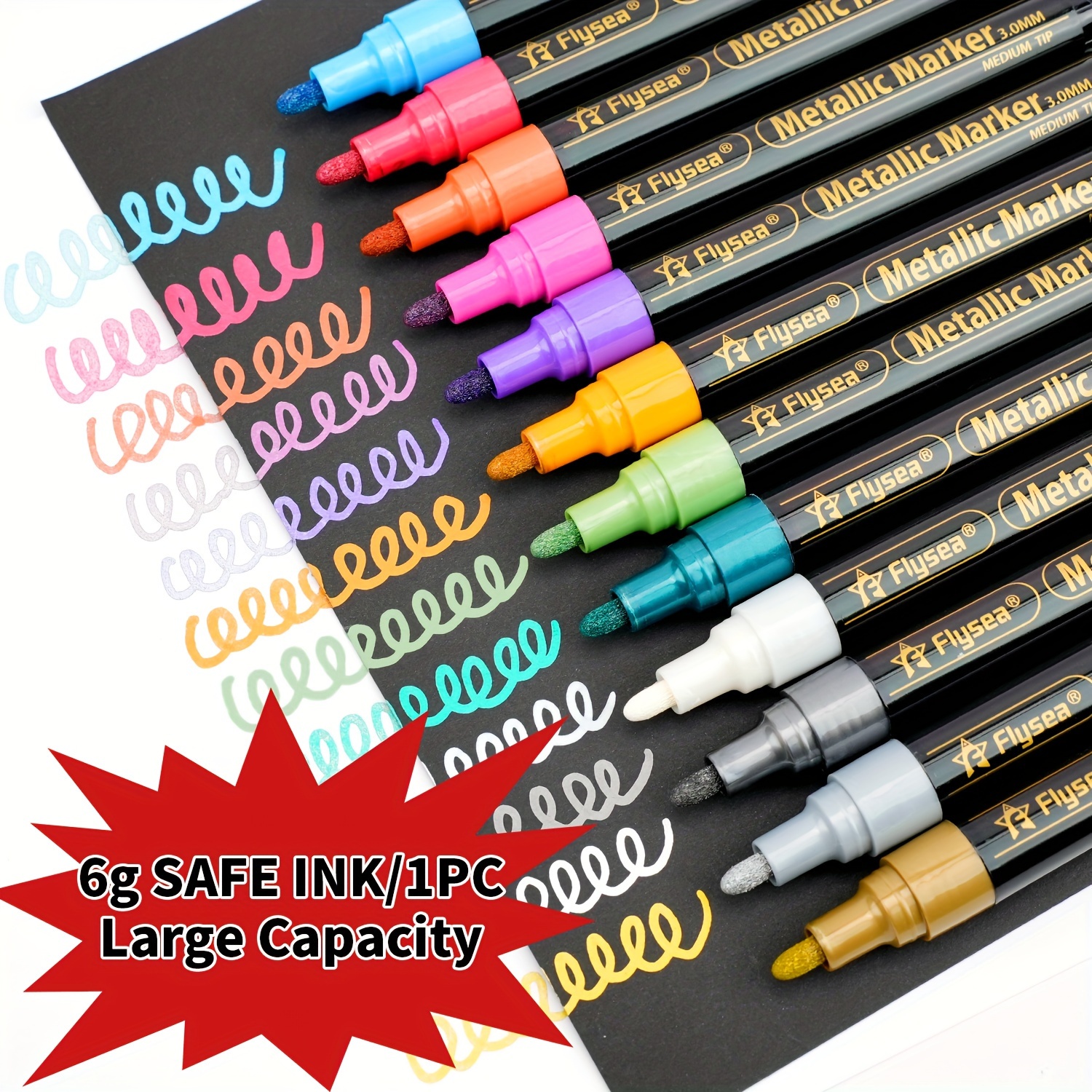 Tooli-Art 24 Glitter Acrylic Paint Pens Marker Set 0.7mm EF and 3.0mm Med  Tip