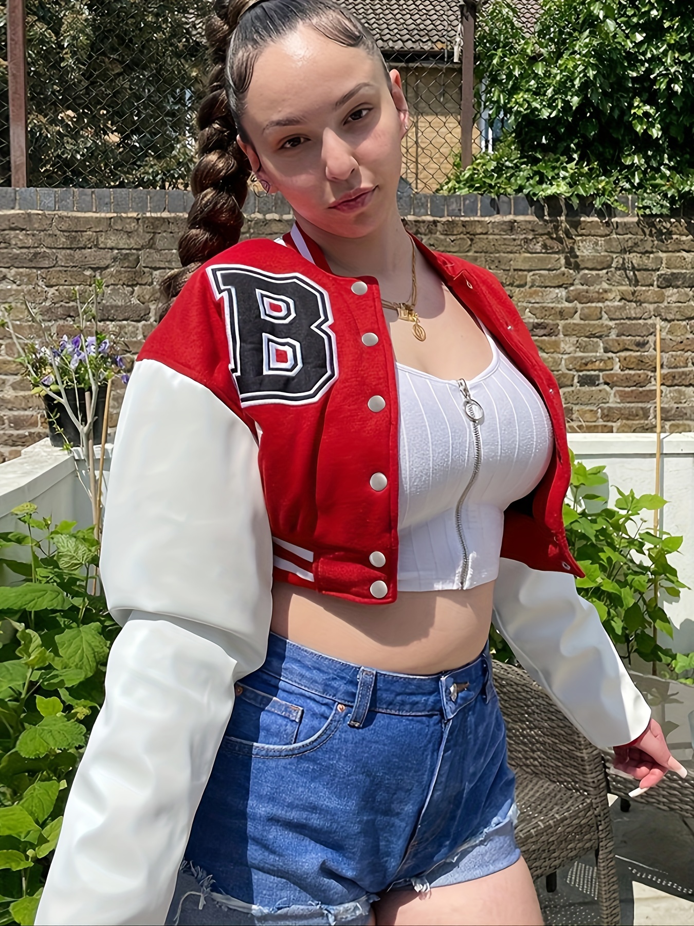 Women Cropped Varsity Jacket Colorblock Letterman Baseball Jacket Y2k  Streetwear