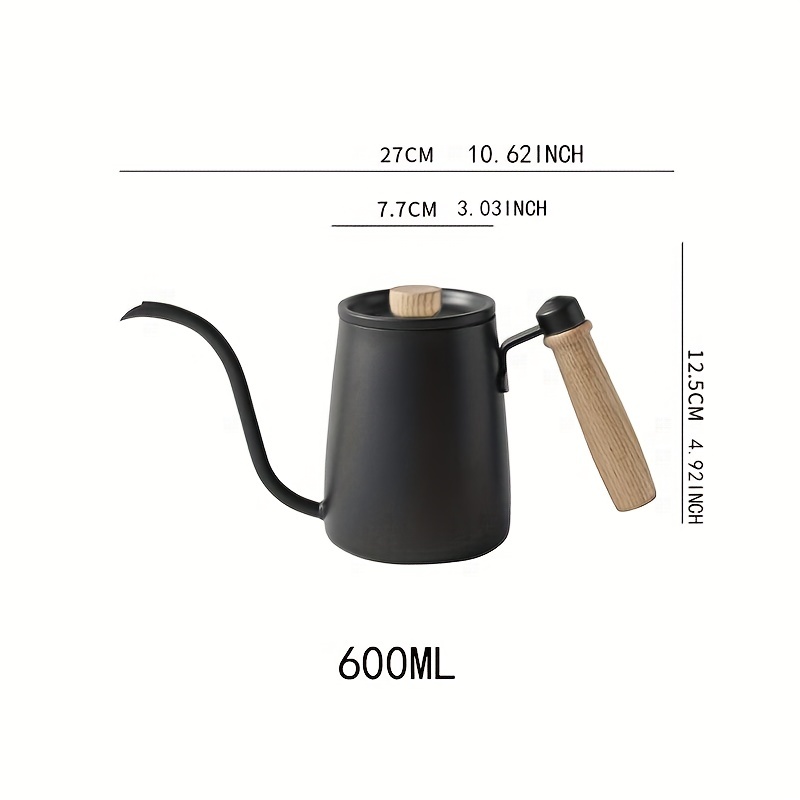 Stainless Steel Hand Brew Coffee Kettle, Coffee Pot Fine Mouth Pot  Household With Lid, Wooden Handle Drip Type Outdoor Camping Coffee  Utensils, Halloween Christmas Wedding Birthday Gift Coffee Maker  Accessories - Temu