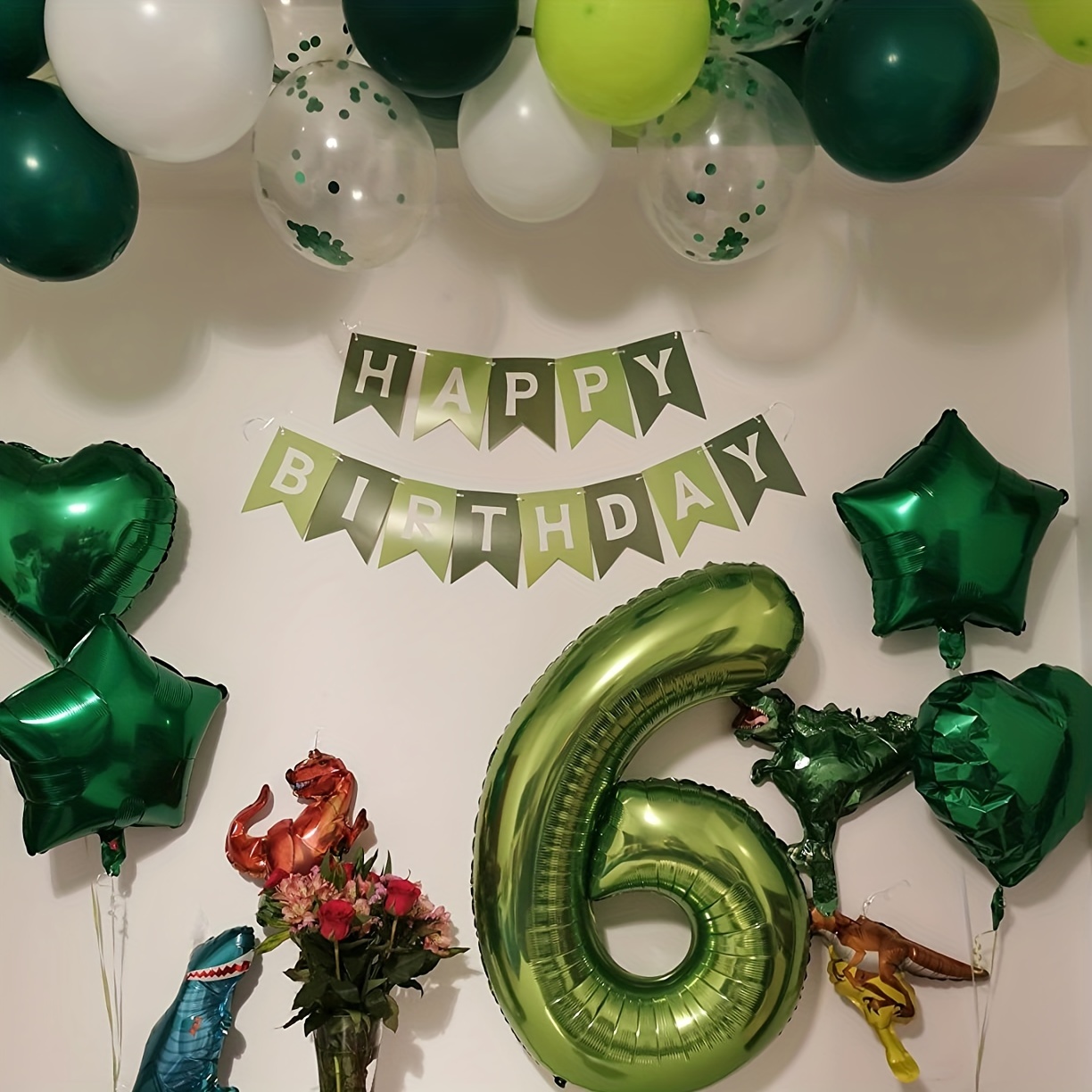  Globos de decoración de fiesta de cumpleaños de dinosaurio,  suministros de decoración de fiesta de cumpleaños de dinosaurios,  decoraciones de fiesta de dinosaurios para niños, incluye globos de  dinosaurios, pancarta de