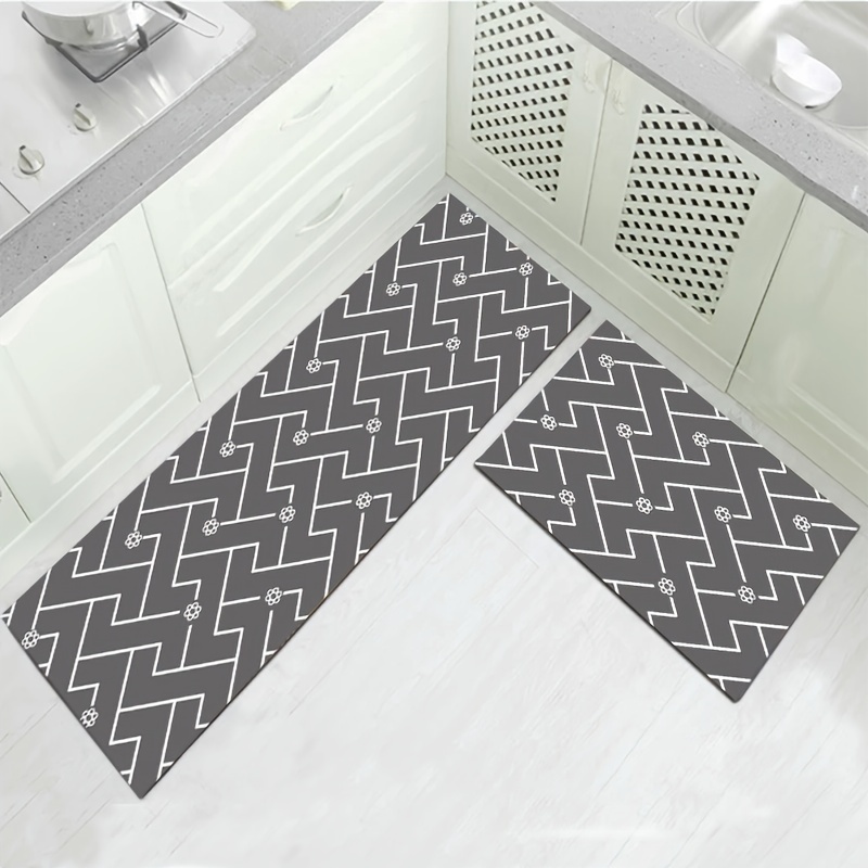 Luxury Black and Gray Marble Kitchen Rugs and Mats anti Fatigue