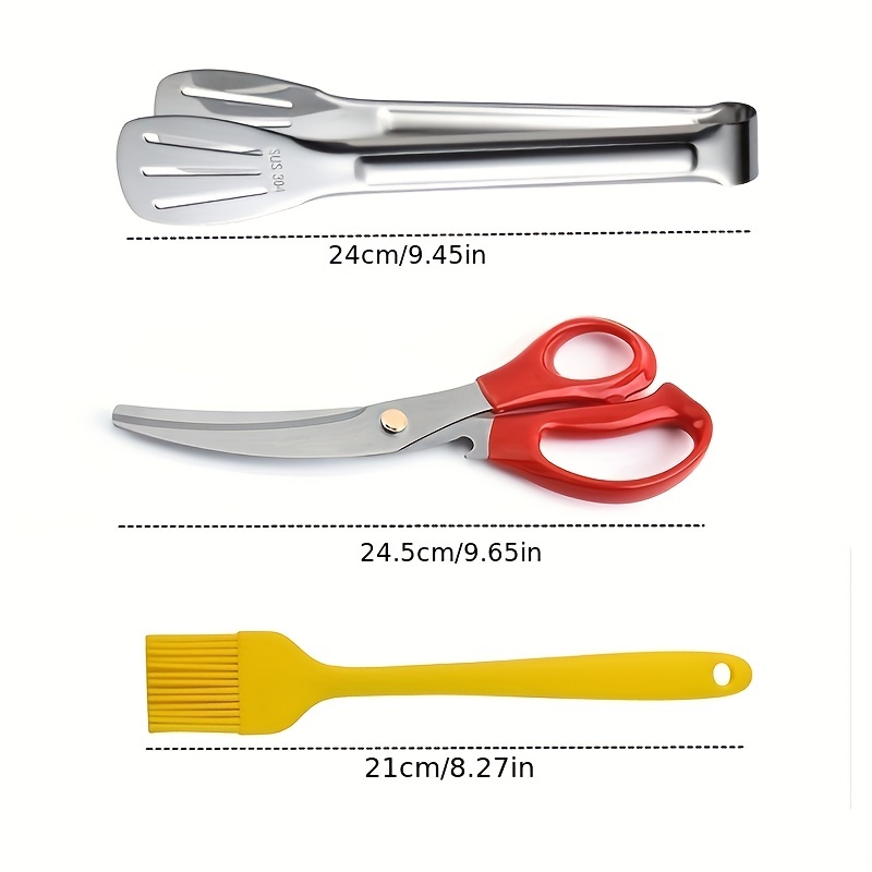 Korean barbecue scissors and clip set, BBQ scissors BBQ tongs, kitchen  scissors, cooking scissors,pissa scissors, ergonomic scissors stainless  steel