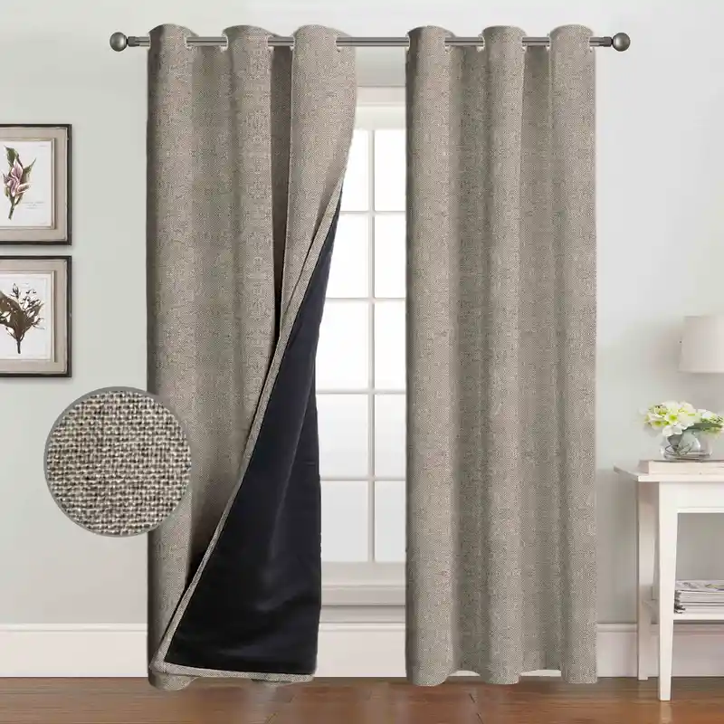 Blackout Thermal Insulated Curtains Faux Linen Temu