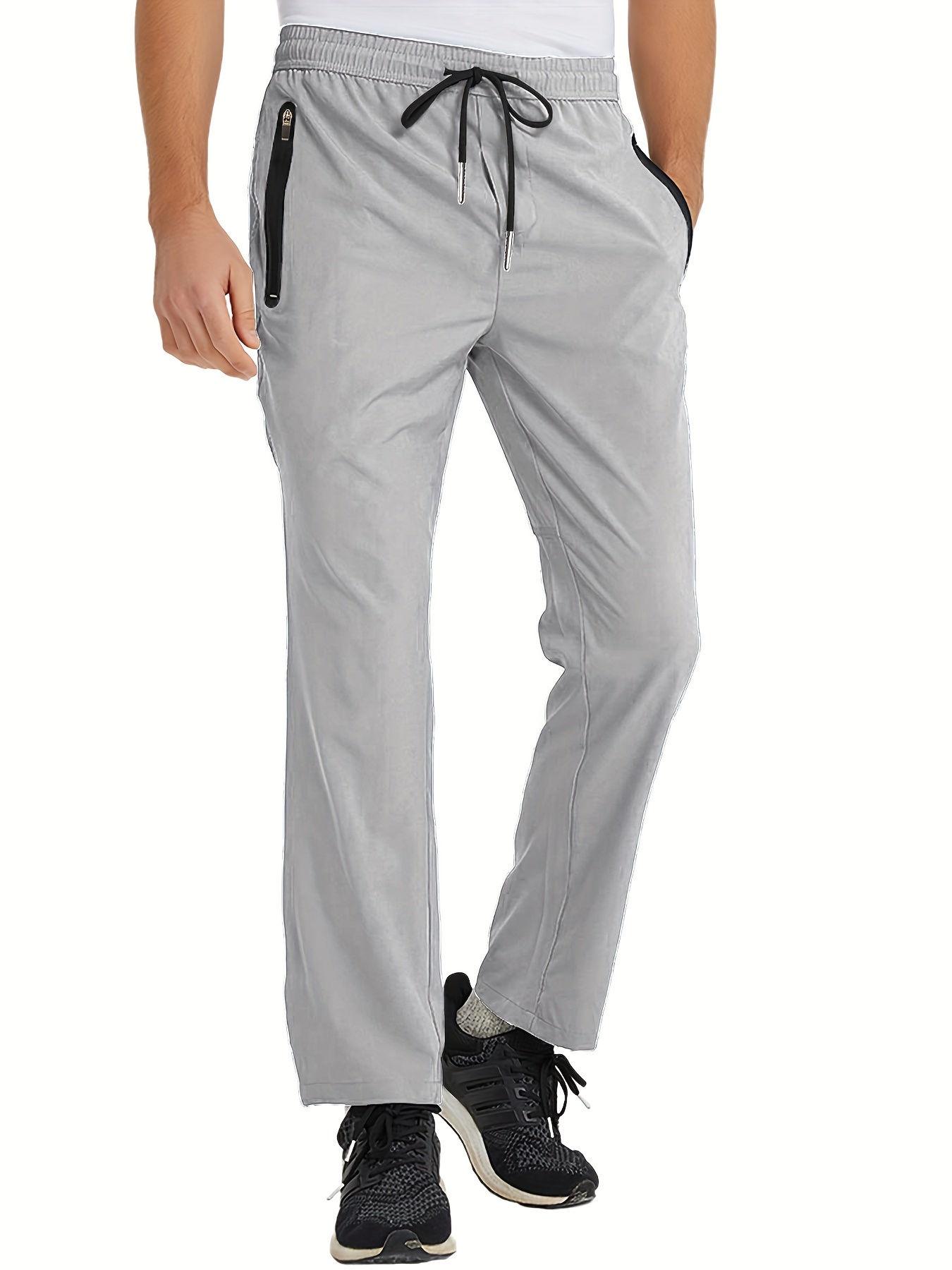 Men's Classic Design Joggers Casual Pants Zipper Pockets - Temu