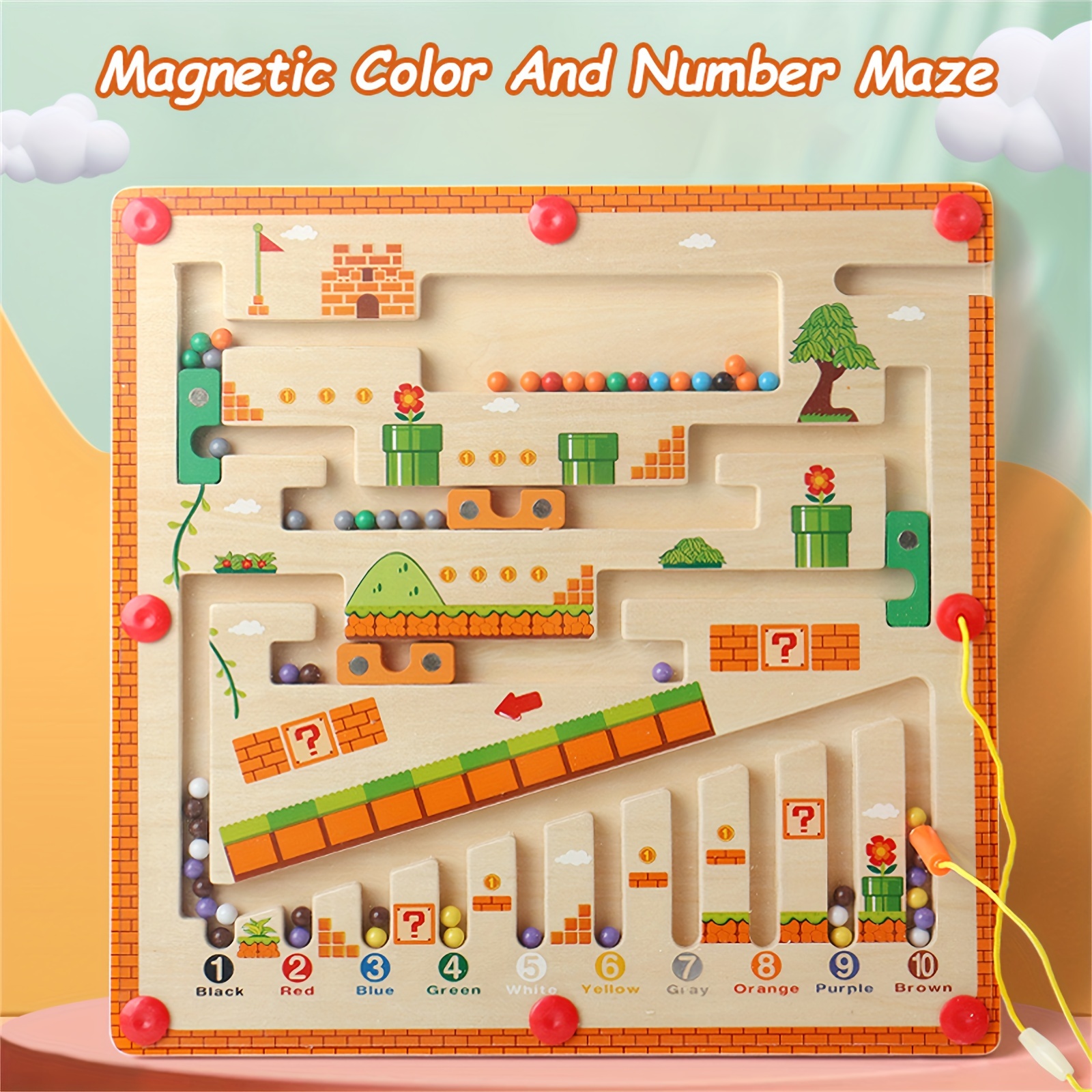  JoyCat Magnetic Color and Number Maze Wooden Magnetic