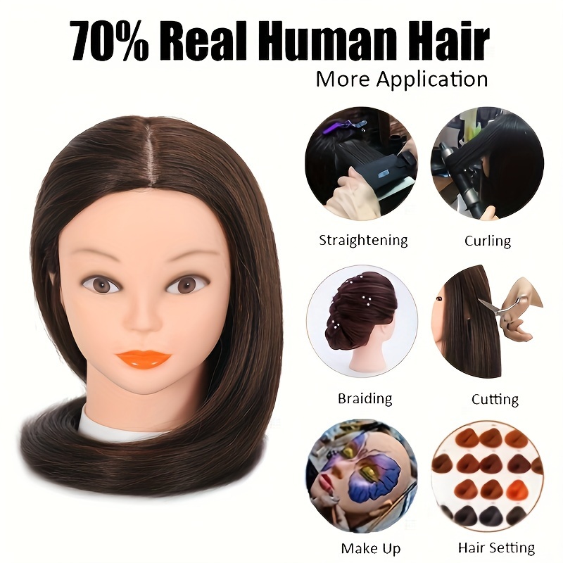 Mannequin head natural 80% human hair used for practicing hair