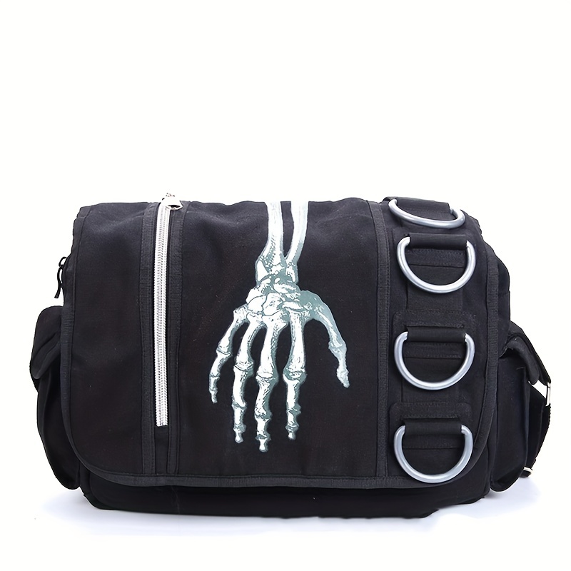 Niche Skull Pattern Messenger Bag, Flap Shoulder Bag For Halloween, Trendy Gothic  Bag - Temu