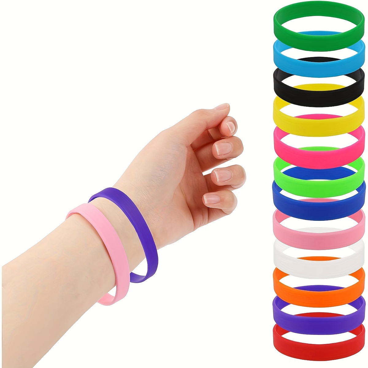 20 Silicone Rubber Elastic 5mm Wristband Bracelet Cuff Bangle Sports Wrist  Bands
