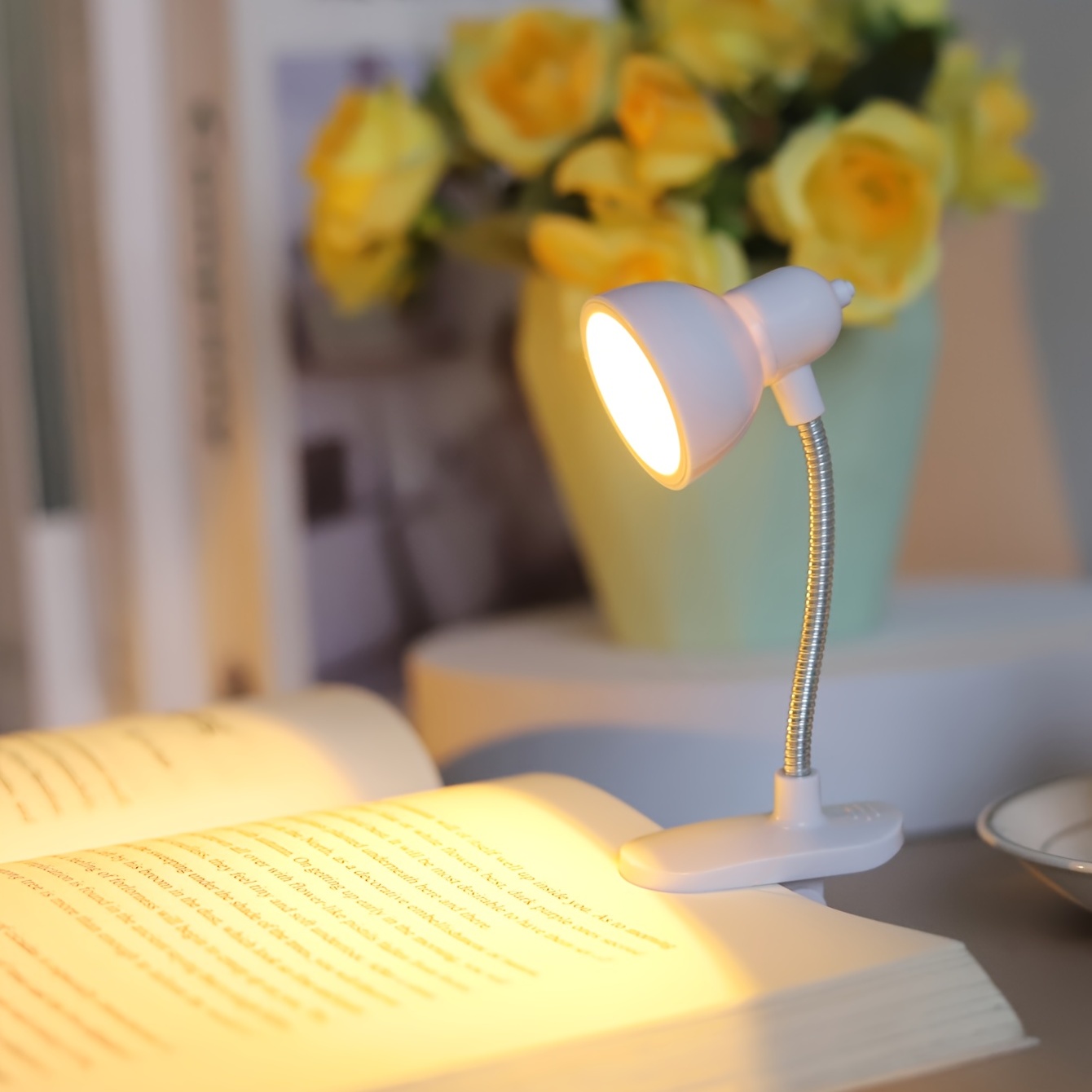 1pc eye friendly mini book lamp with clamp warm and bright desk lamp with battery included details 0