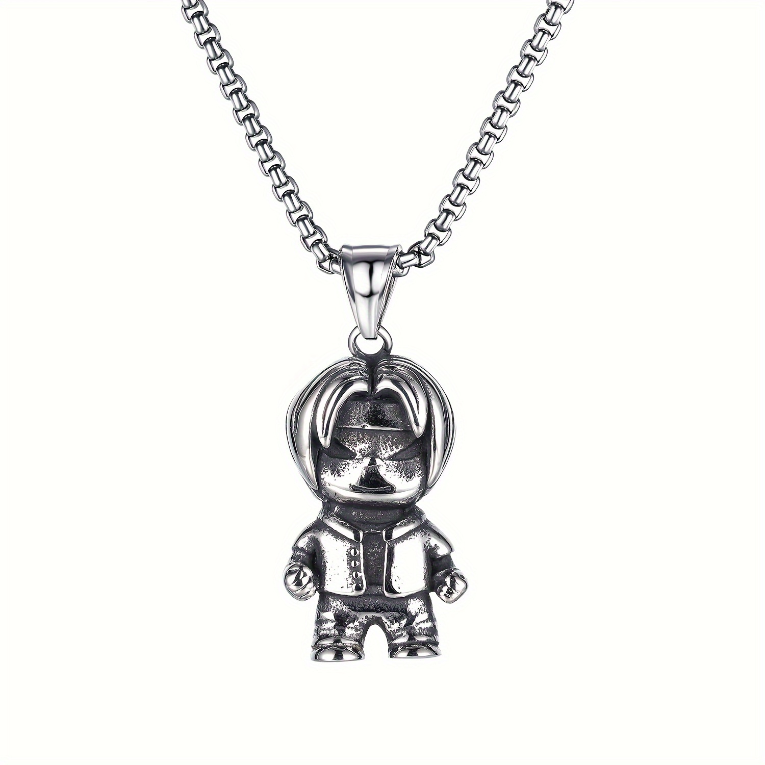 1pc Stainless Steel Necklace With Cartoon Character Pendant For