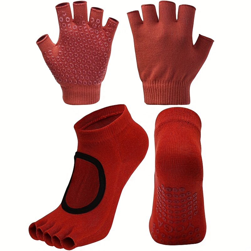Non-Slip Yoga Gloves and Socks Set Pilates Socks & Gloves Set for Women,  Barre, Ballet, Training & Workouts 