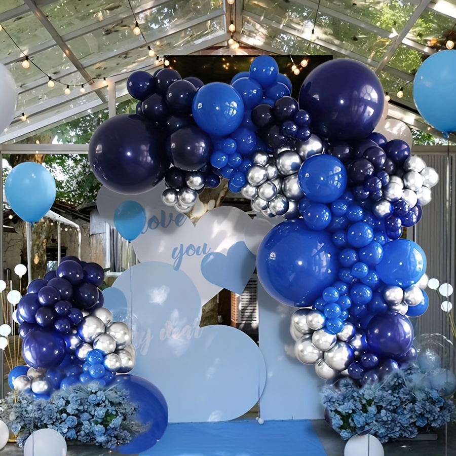 160pcs Conjunto Guirnalda Globos Marino Real Plateado - Temu