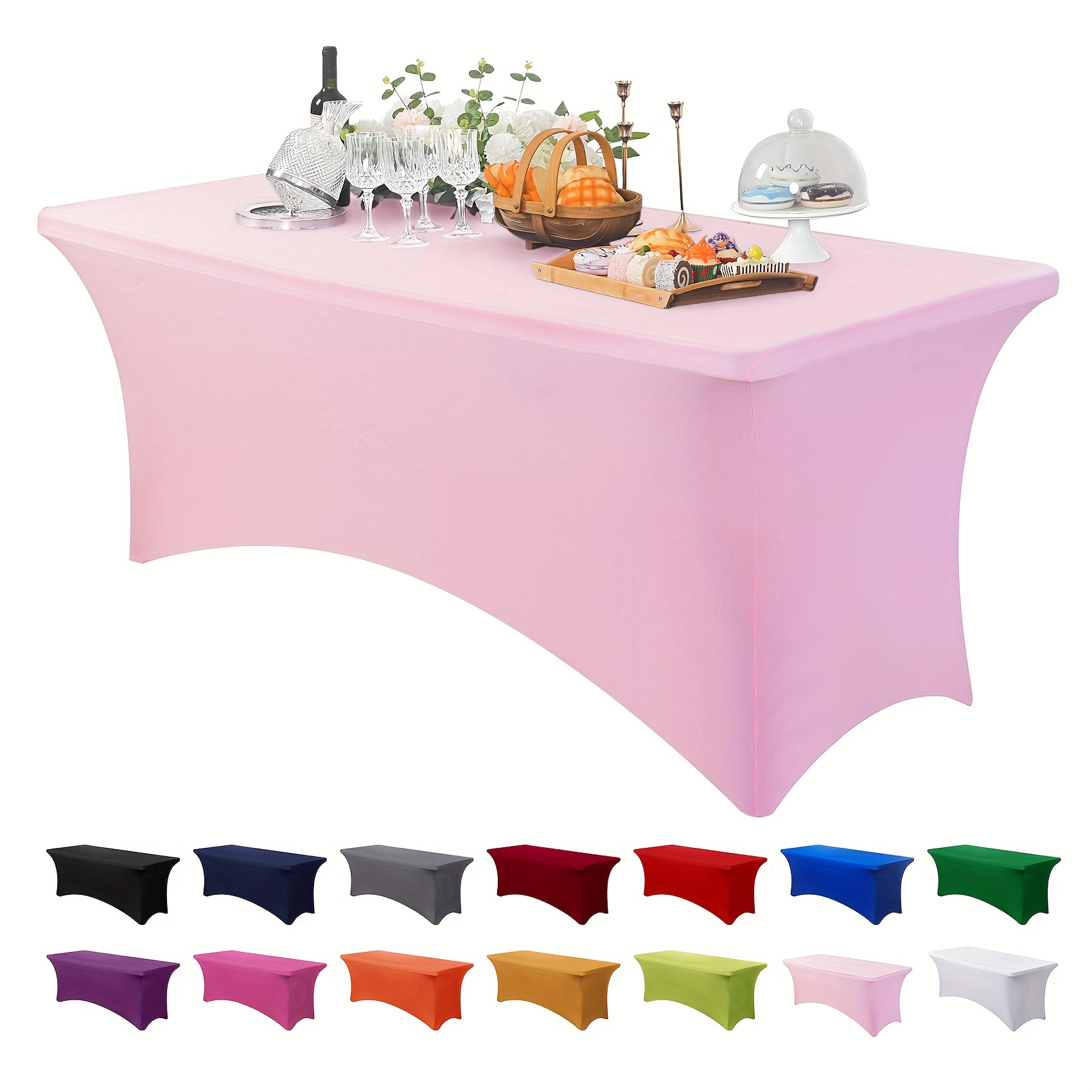  Hot Pink Tablecloth 6ft Rectangle Table Cloth Fuchsia Spandx  Tablecloth For Banquets Parties Wedding Dining Table