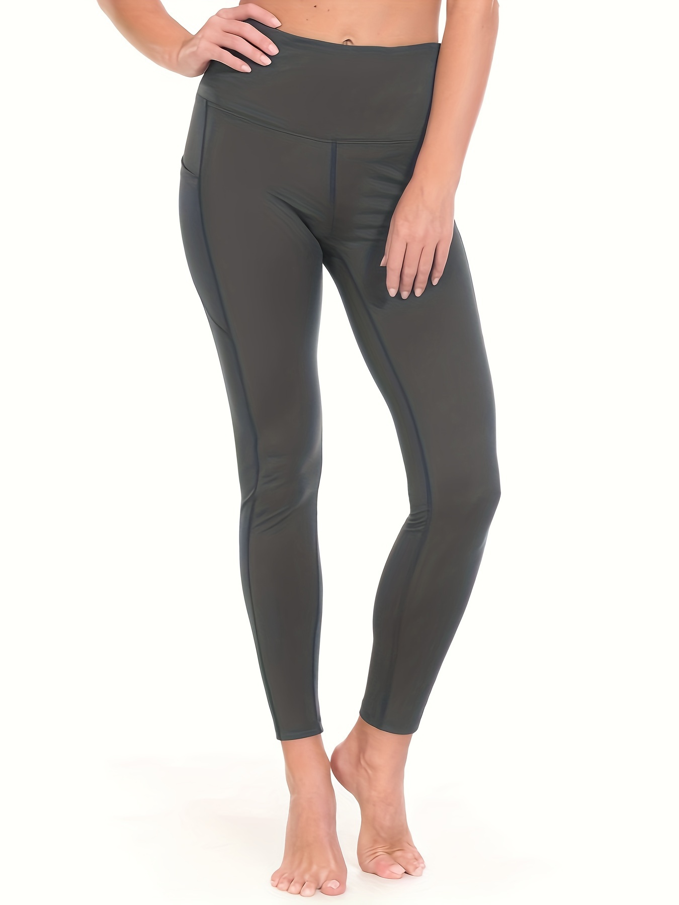 Pantalones Yoga Color Sólido Leggings Deportivos Correr - Temu