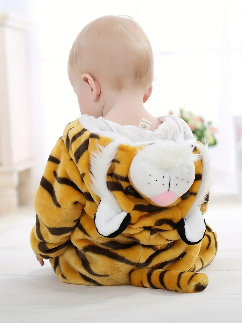 Pyjama à capuche pour bébé garçon, mignon tigre, doux et chaud