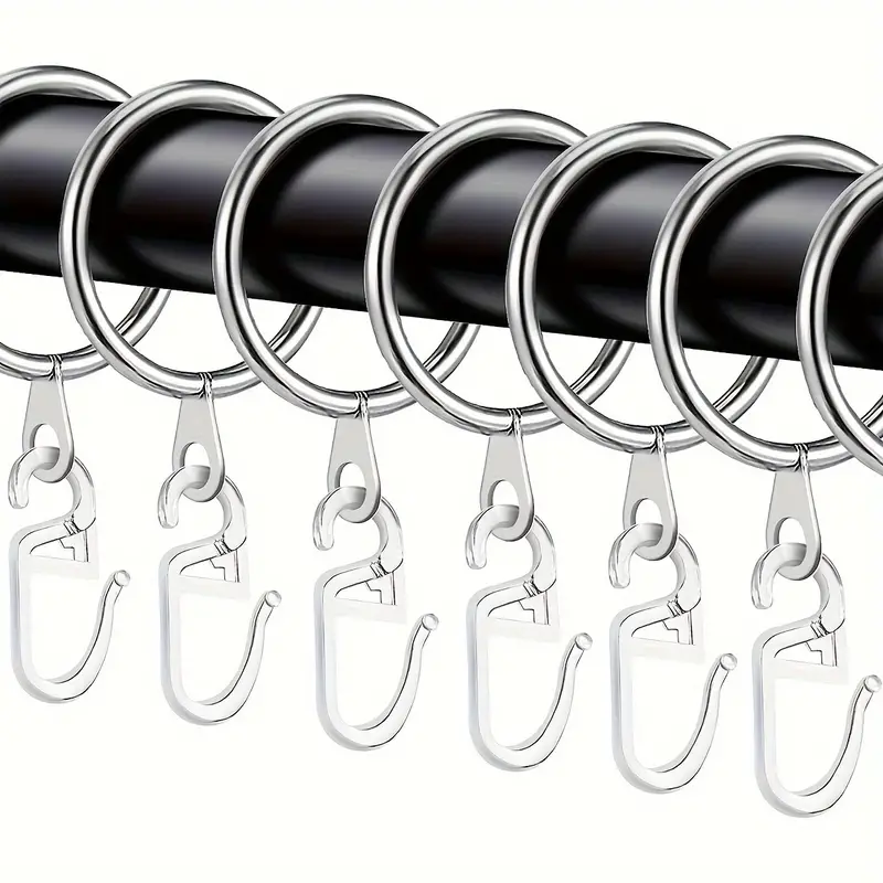 Durable Metal Curtain Rings Plastic Hooks Bed Shower - Temu United Kingdom