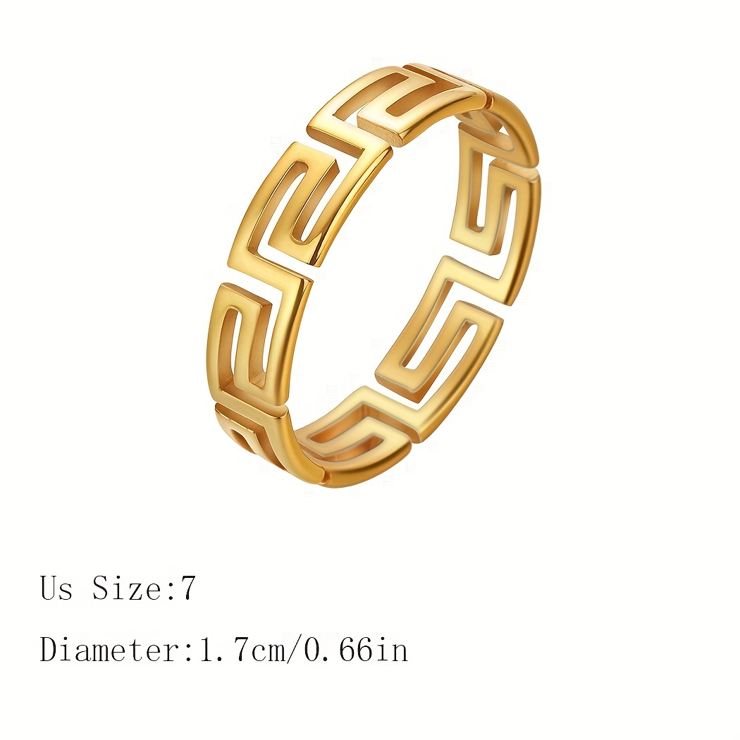 Men's Stainless Steel Geometric Pattern Stacking Rings