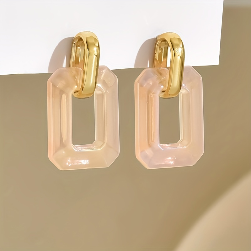 Acrylic Earrings Minimalist Style Studs with Golden Tone Hooks
