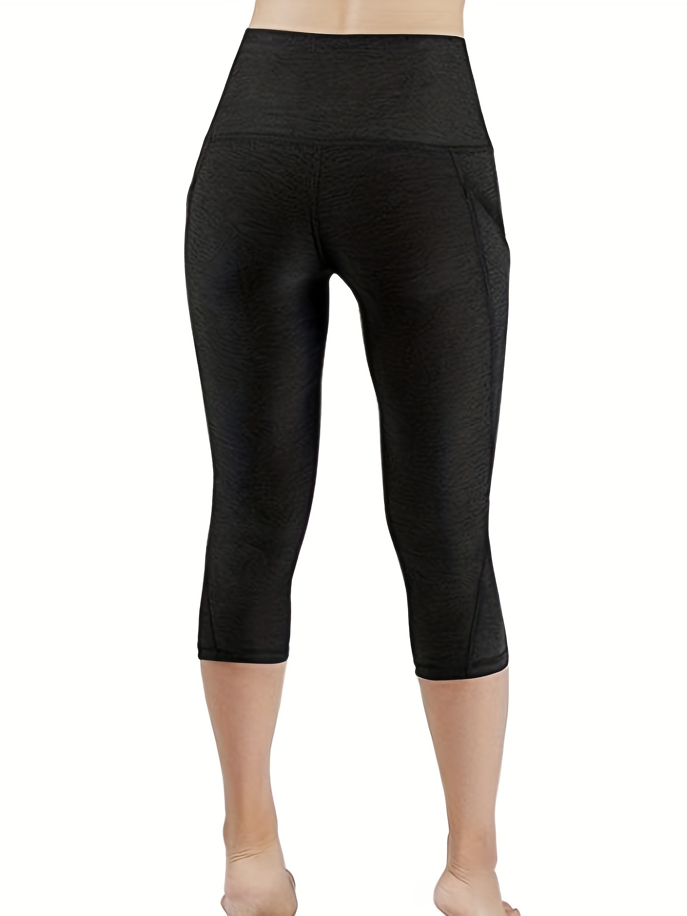 Women's Capri Yoga Pants Pockets Tummy Control Stretch - Temu