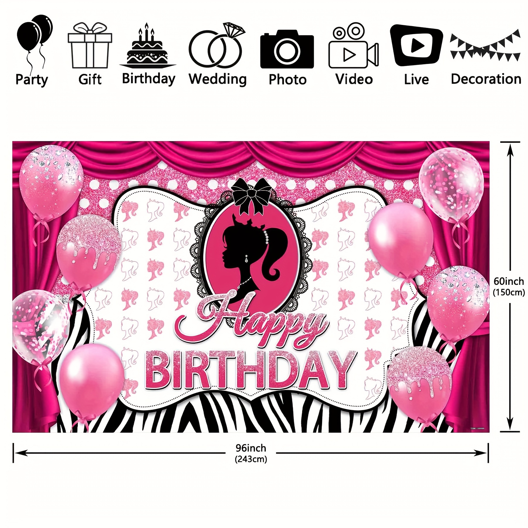 Happy Birthday Polyester Photography Backdrop doll Head - Temu