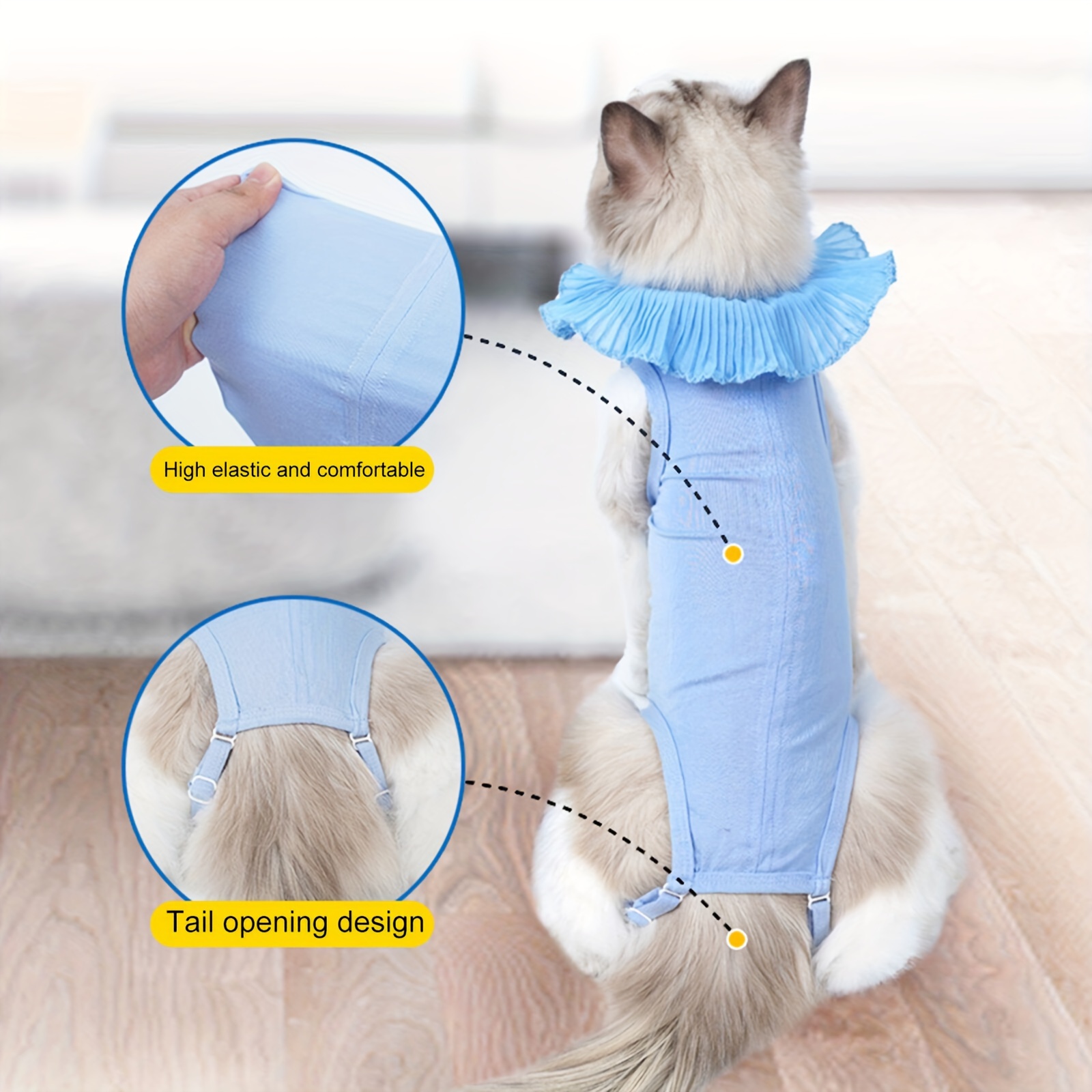 1pc Cat Recovery Suit After Surgery Kitten Breathable Clothes Surgical ...