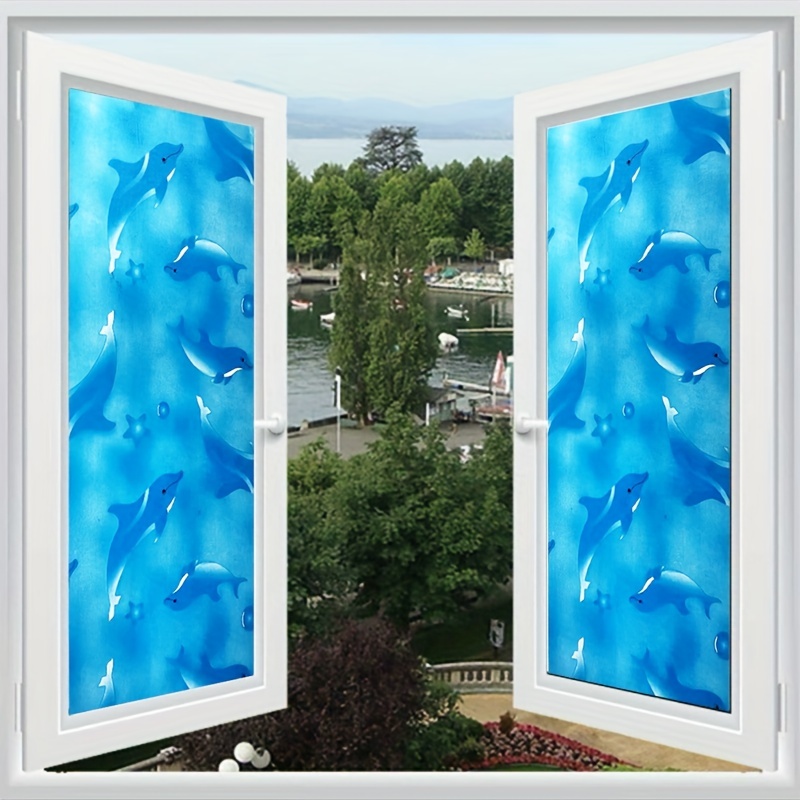 1 Rolle Blauer Delfin Glasfenster Aufkleber Selbstklebende - Temu Germany