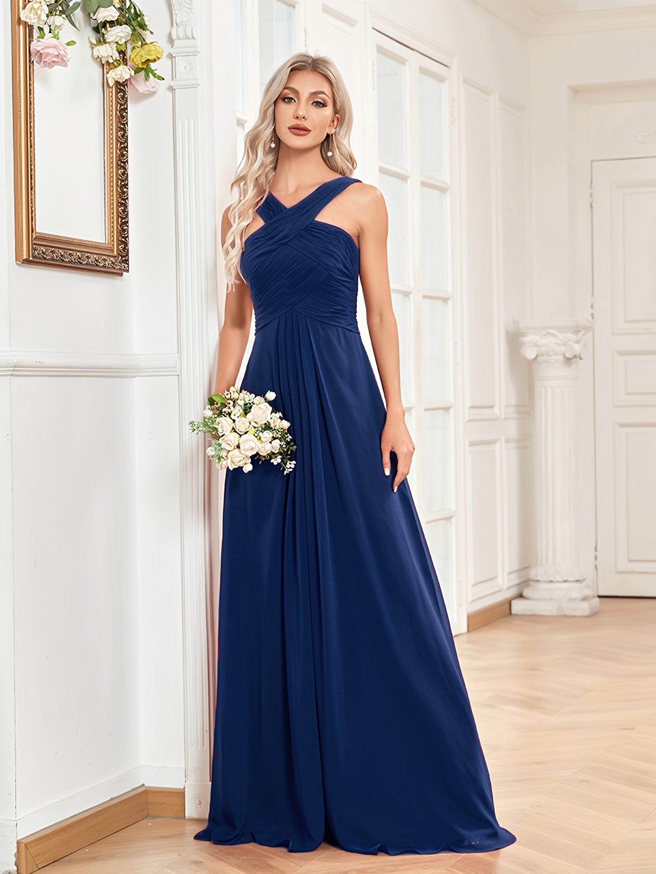 Plus Size Elegant Bridesmaid Dress Women's Plus Floral Lace - Temu Canada