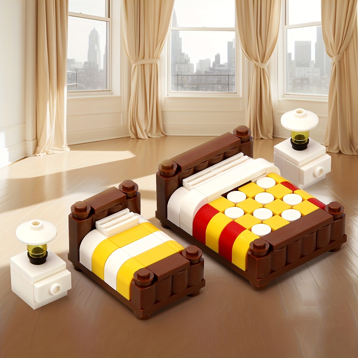 Bedroom Furniture Modern Minifigure Bed Bedside Lamp Temu