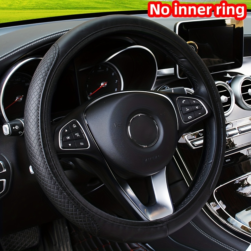 

No Inner Ring Car Steering Wheel Cover Pu Leather Embossed 3d Comfortable Soft Suitable For 37-38cm Outer Diameter Steering Wheel Car Accessories