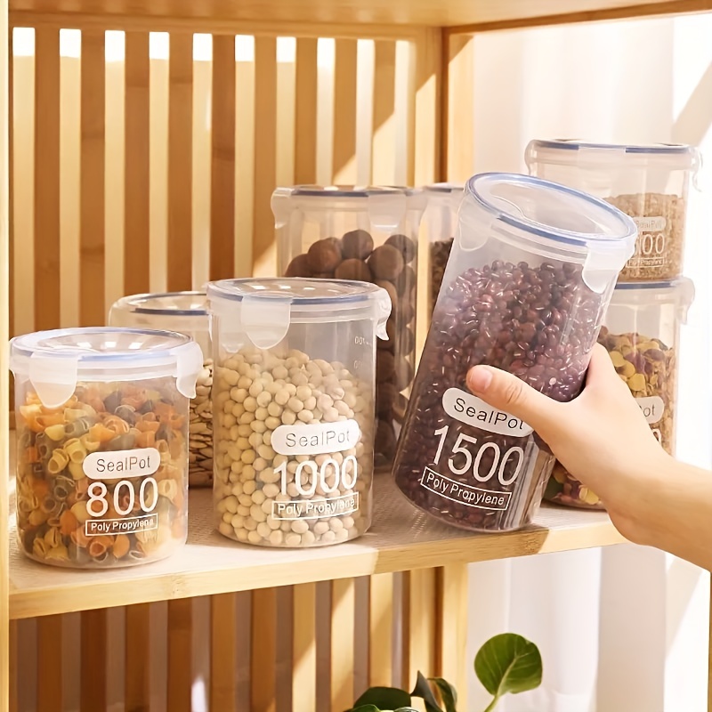 Clear Airtight Food Jars, Food Storage Containers With Lids, Moisture-proof  Transparent Sealed Fresh-keeping Box, For Cereal, Pasta, Tea, Nuts, Oats,  Dry Food, Snacks And Coffee Beans, Plastic Food Preservation Tank, Home  Kitchen