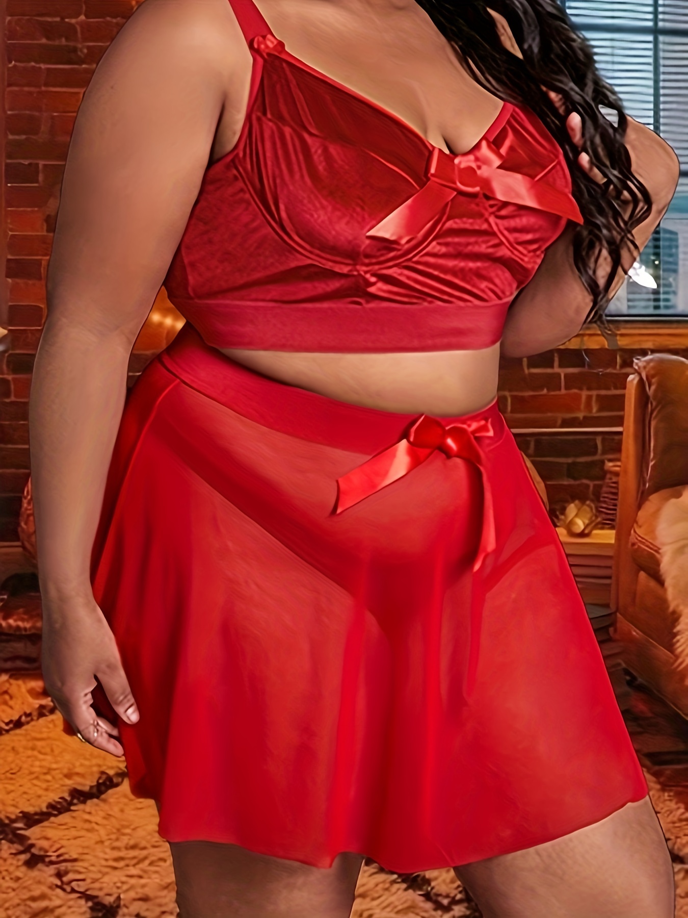 Lingerie Red Fasion Women Festival Bowknot Christmas Backless Bodysuit  Pregnancy Lingerie Fasion plus Size