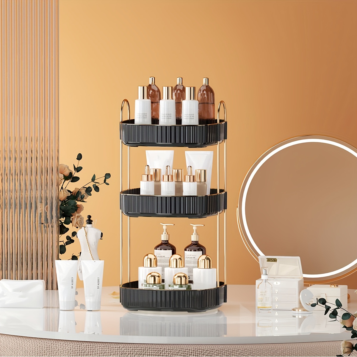 360 Rotating Makeup Organizer Vanity High capacity Skincare - Temu