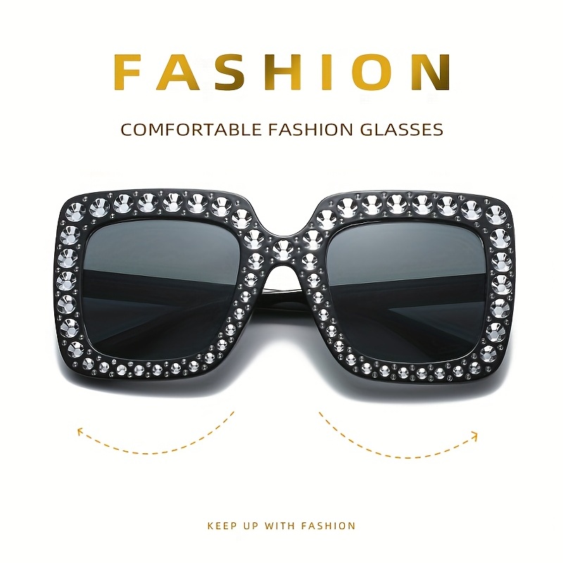Oversized Rhinestone Decor Sunglasses Gradient Glasses UV400