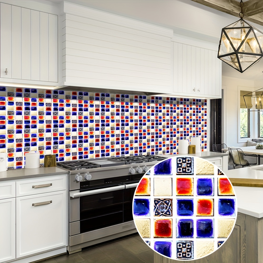 Self Adhesive Mosaic Tile Sticker,Kitchen Backsplash Bathroom Wall