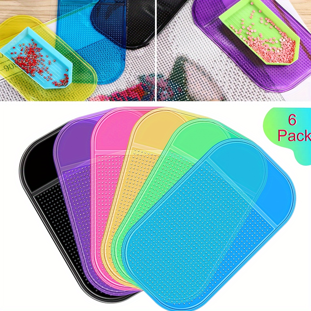 

6pcs Set Anti-slip Tools Sticky Mat For Diamond Art Painting Sticky Gel Pad Non-slip Universal Mount Holdefor Holding Tray 5d Diamond Embroidery Accessories For Or Adults. Widely Used