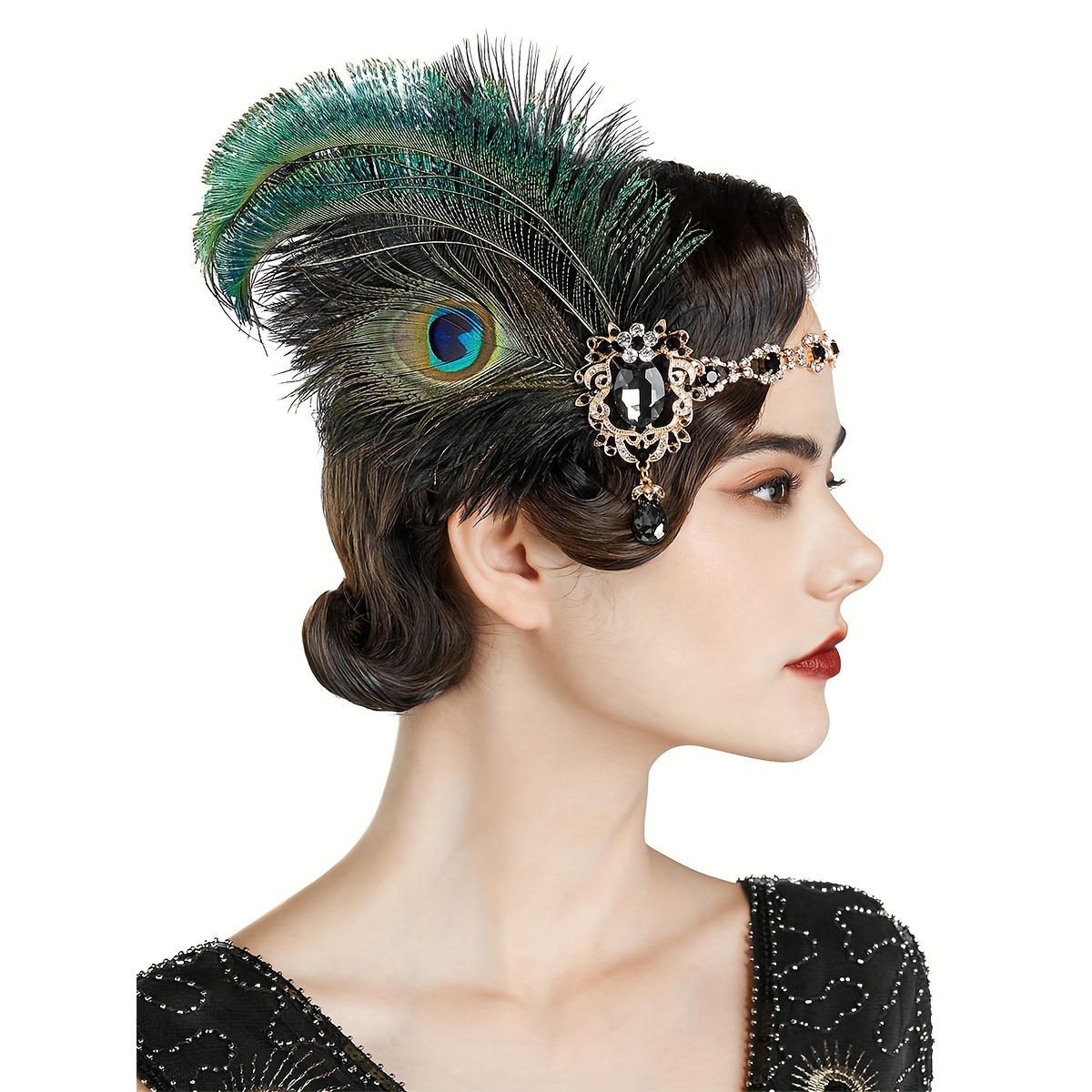 1PC 1920s Retro Style Flapper Headband Faux Peacock Feather Headpiece Great  Gatsby Themed Women Hair Accessories