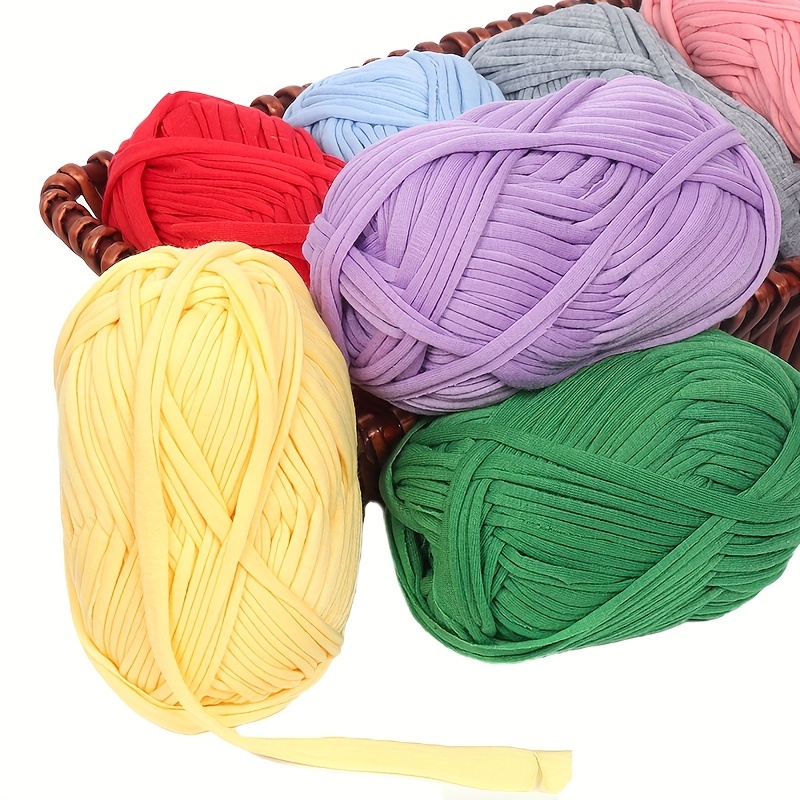 4 PCS T-Shirt Yarn Elastic Fabric Crochet Cloth Yarn for DIY Knitting,  Spaghetti Yarn Thick Knitting Yarn for Hand DIY Bag Blanket Cushion  Crocheting