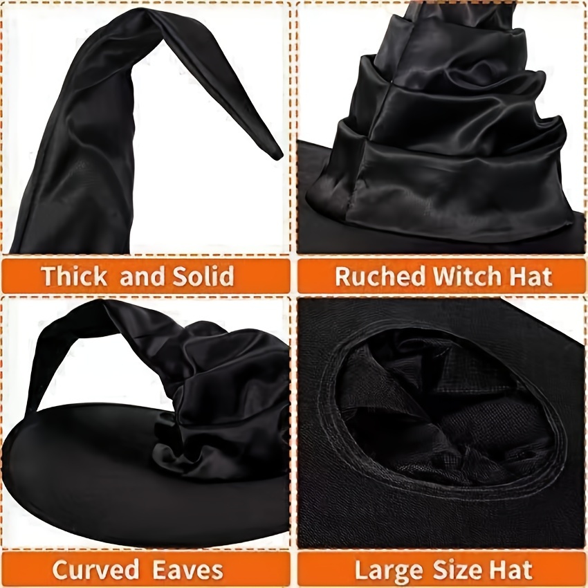 1pc Halloween Witch Hat Costume Props Party Decor Wrinkled Witch Hat
