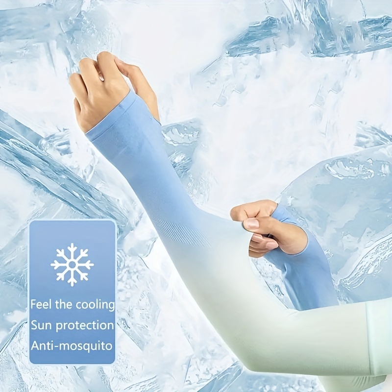 Uv Protection Ice Sleeves Solid Color Breathable Sunscreen - Temu